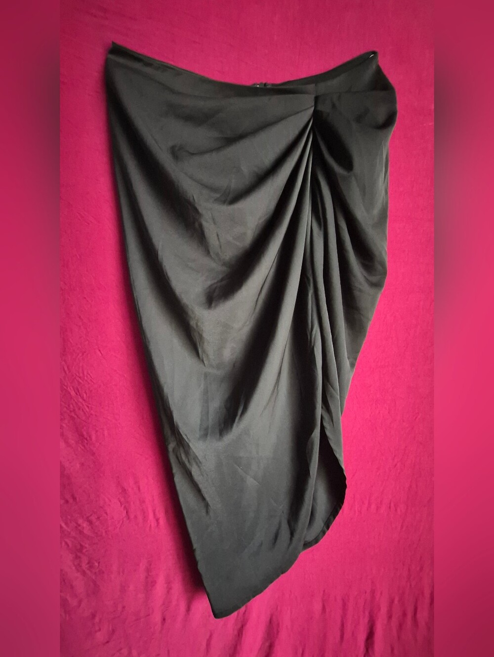 SHEIN SXY Black Ruched Draped Asymmetrical Midi Skirt Size 1xl